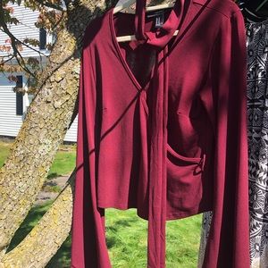 Faux wrap top cranberry color